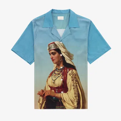 Pre-owned Aimé Leon Dore Printed Leisure Shirt Greek Virgin Mary In Blue