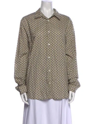 Pre-owned Aimé Leon Dore Printed Long Sleeve Button-up Top In Neutral