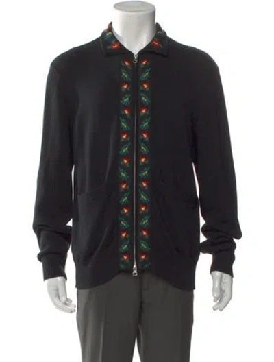 Pre-owned Aimé Leon Dore Printed Mock Neck Cardigan In Black
