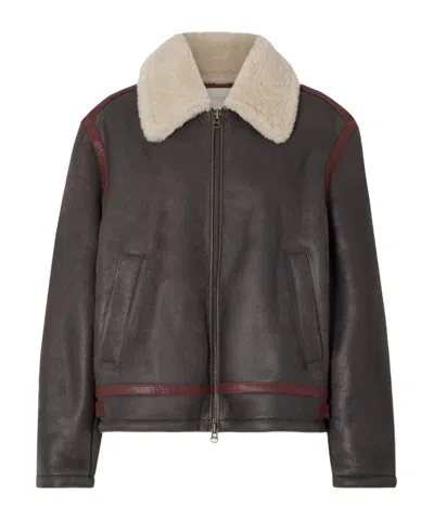 Aimé Leon Dore Printed Shearling Jacket In Black