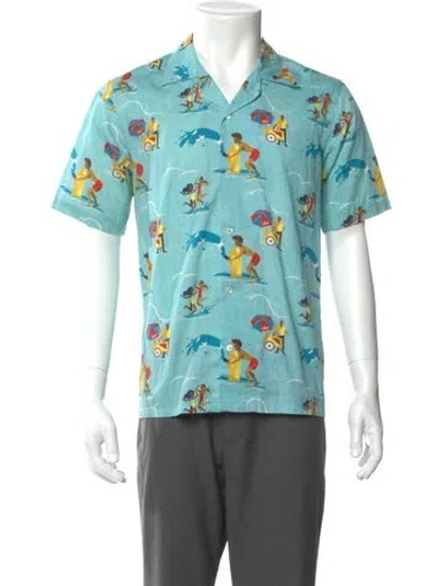 Pre-owned Aimé Leon Dore Printed Short Sleeve Shirt In Blue