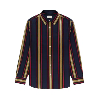 Pre-owned Aimé Leon Dore Printed Stripe Shirt 'navy' | Multi-color | Men's Size S