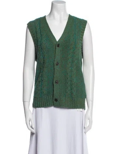 Pre-owned Aimé Leon Dore Printed V-neck Sweater In Green