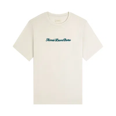 Pre-owned Aimé Leon Dore Puff Print Slub Logo Tee 'coconut Milk' | Cream | Men's Size Xxl In White