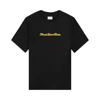 Pre-owned Aimé Leon Dore Puff Print Slub Logo Tee 'jet Set' | Black | Men's Size L