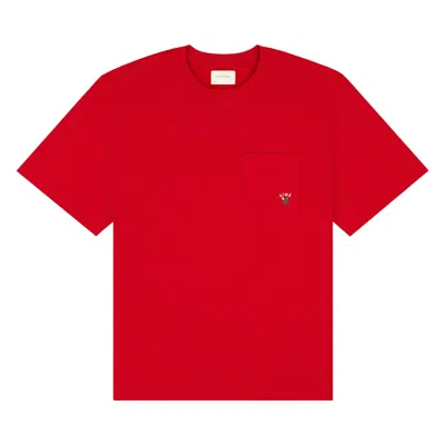 Pre-owned Aimé Leon Dore Queens Crest Pocket Tee 'equestrian Red' | Men's Size Xs