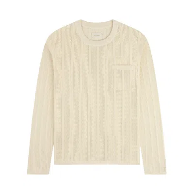 Pre-owned Aimé Leon Dore Racking Stitch Crewneck Sweater 'cream' | Men's Size M In White