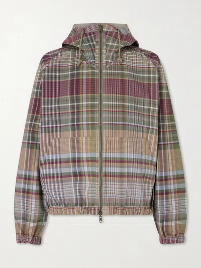 Aimé Leon Dore Reversible Checked Shell Windbreaker Jacket In Brown