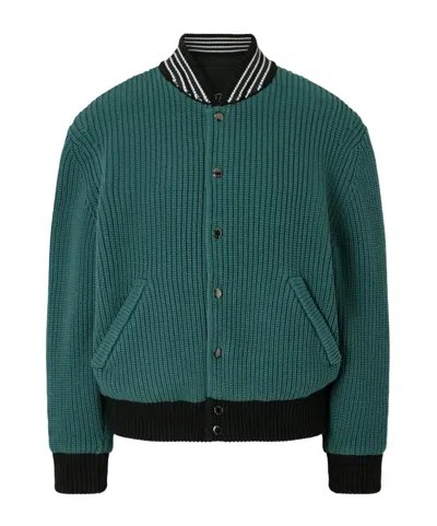 Aimé Leon Dore Reversible Knit Bomber In Green