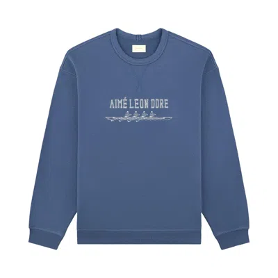 Pre-owned Aimé Leon Dore Rowing Crewneck Sweatshirt 'oceana' | Blue | Men's Size Xl
