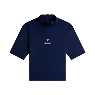 Pre-owned Aimé Leon Dore Short Sleeve Crest Rash Guard 'navy Blazer' | Blue | Women's Size L