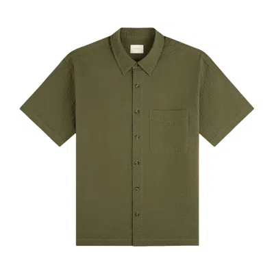 Pre-owned Aimé Leon Dore Short-sleeve Seersucker Shirt 'deep Lichen Green' | Men's Size S