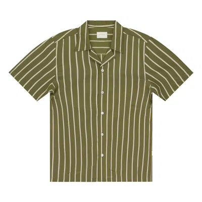 Pre-owned Aimé Leon Dore Silk Blend Striped Button-down 'green Stripe' | Men's Size S