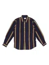Aimé Leon Dore Navy/white Printed Stripe Button-down Shirt In Multi