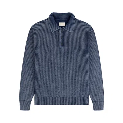 Pre-owned Aimé Leon Dore Stone Washed Knit Polo 'oceana' | Blue | Men's Size M