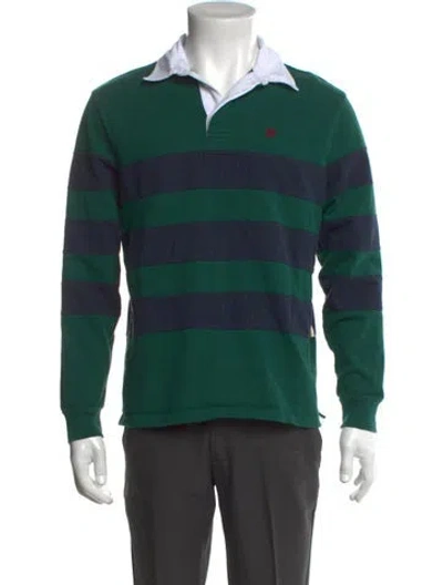 Pre-owned Aimé Leon Dore Striped Collar Polo Shirt In Green