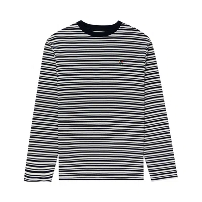 Pre-owned Aimé Leon Dore Striped Crest Long-sleeve Tee 'navy Blazer' | Multi-color | Men's Size Xl