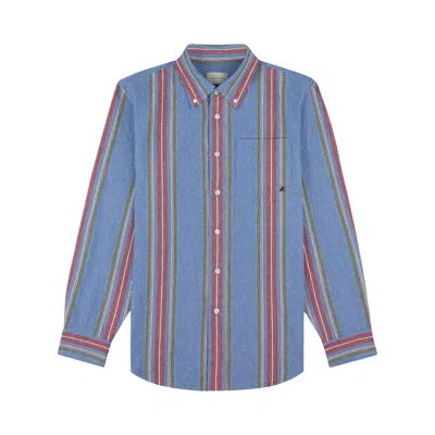 Pre-owned Aimé Leon Dore Striped Crest Oxford Shirt 'blue Stripe' | Men's Size Xs