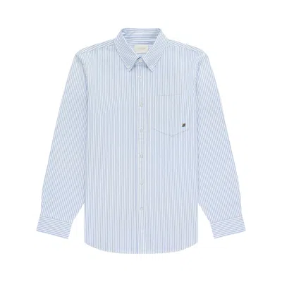 Pre-owned Aimé Leon Dore Striped Crest Oxford Shirt 'blue/white Stripe' | Men's Size Xs