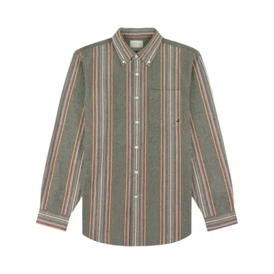 Pre-owned Aimé Leon Dore Striped Crest Oxford Shirt 'rosin Stripe' | Green | Men's Size Xs
