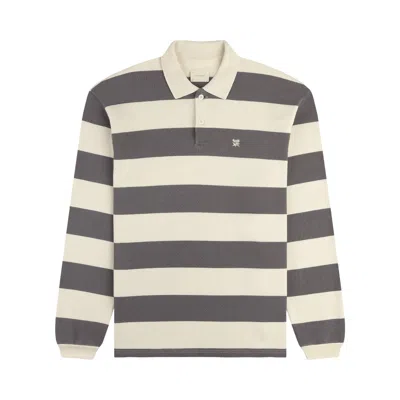 Pre-owned Aimé Leon Dore Striped Crest Rugby 'coconut Milk' | Cream | Men's Size Xxl In White