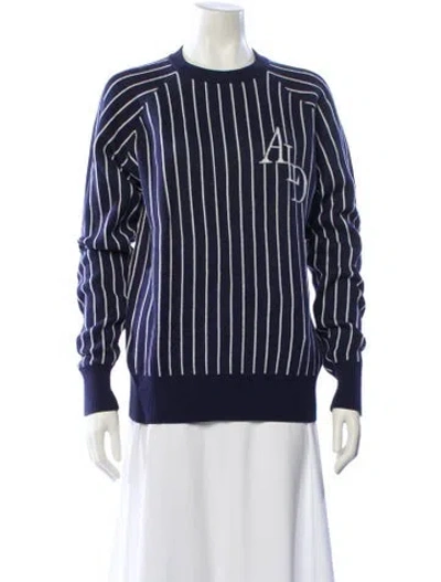 Pre-owned Aimé Leon Dore Striped Crew Neck Sweater In Blue