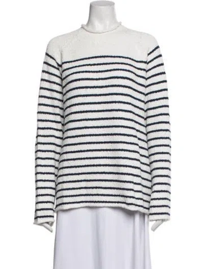 Pre-owned Aimé Leon Dore Striped Crew Neck Sweater In White