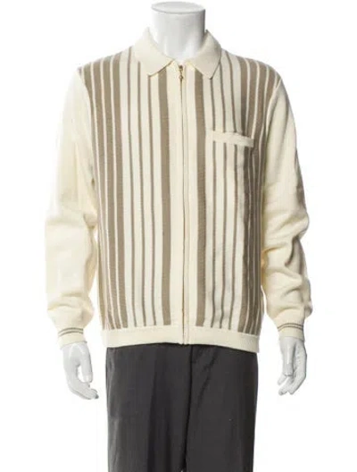 Pre-owned Aimé Leon Dore Striped Crew Neck Sweatshirt W/ Tags In Yellow