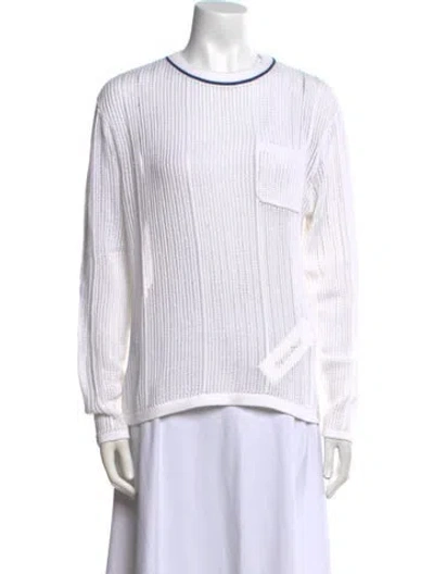 Pre-owned Aimé Leon Dore Striped Crew Neck Sweatshirt In White