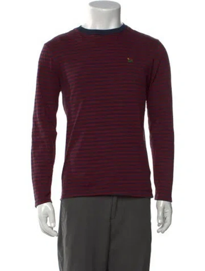 Pre-owned Aimé Leon Dore Striped Crew Neck T-shirt In Red