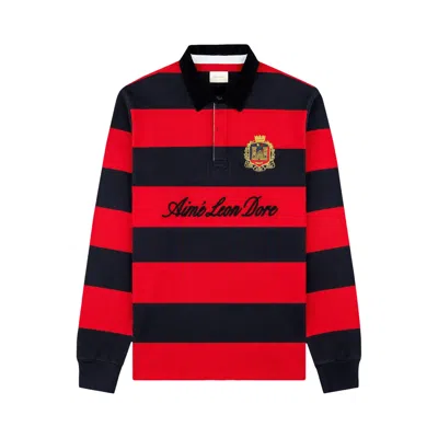 Pre-owned Aimé Leon Dore Striped Heritage Rugby 'equestrian Red' | Men's Size Xs