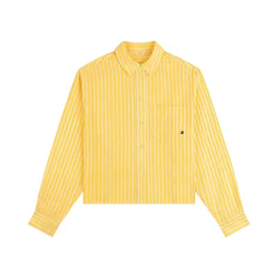 Pre-owned Aimé Leon Dore Striped Linen Casual Shirt 'snapdragon' | Yellow | Women's Size Xs