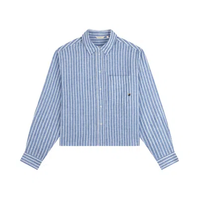 Pre-owned Aimé Leon Dore Striped Linen Casual Shirt 'soft Chambray' | Blue | Women's Size Xs