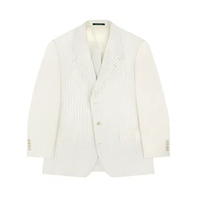 Pre-owned Aimé Leon Dore Striped Linen Suit Jacket 'natural Stripe' | White | Men's Size 42