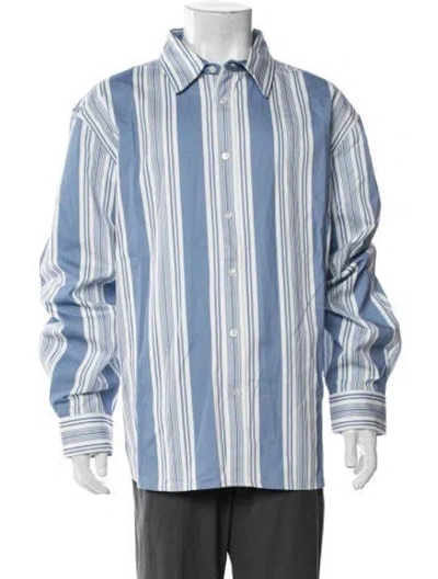 Pre-owned Aimé Leon Dore Striped Long Sleeve Denim Shirt In Blue