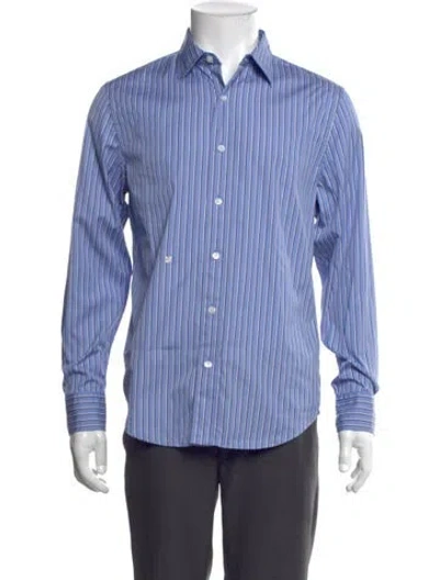 Pre-owned Aimé Leon Dore Striped Long Sleeve Dress Shirt In Blue