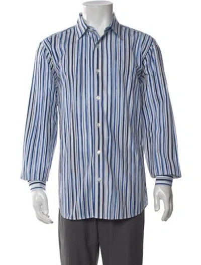 Pre-owned Aimé Leon Dore Striped Long Sleeve Dress Shirt In Blue