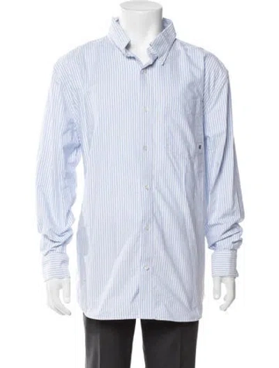 Pre-owned Aimé Leon Dore Striped Long Sleeve Dress Shirt In Blue