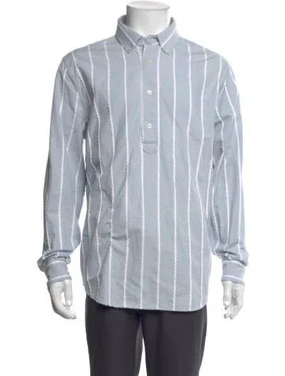 Pre-owned Aimé Leon Dore Striped Long Sleeve Shirt In Blue