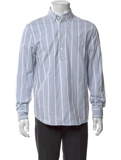 Pre-owned Aimé Leon Dore Striped Long Sleeve Shirt In Blue
