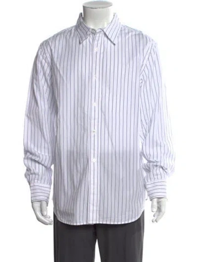 Pre-owned Aimé Leon Dore Striped Long Sleeve Shirt In White
