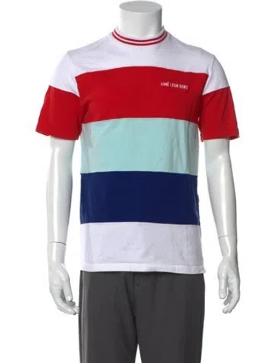 Pre-owned Aimé Leon Dore Striped Mock Neck T-shirt In Red