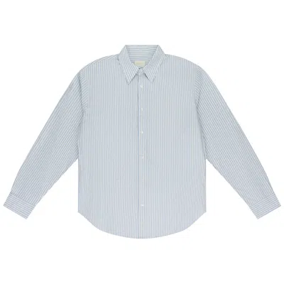 Pre-owned Aimé Leon Dore Striped Poplin Button-down Shirt 'blue White Stripe' | Men's Size L