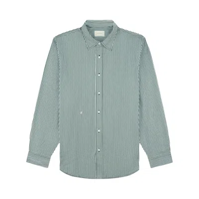 Pre-owned Aimé Leon Dore Striped Poplin Shirt 'green / White Stripe' | Men's Size Xxl