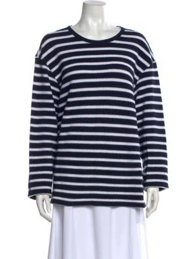 Pre-owned Aimé Leon Dore Striped Scoop Neck Sweater In Blue