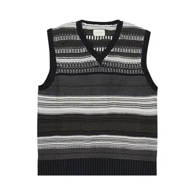 Pre-owned Aimé Leon Dore Striped Sweater Vest 'jet Black' | Men's Size S