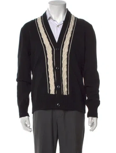 Pre-owned Aimé Leon Dore Striped V-neck Cardigan In Black