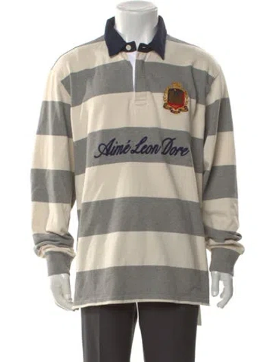 Pre-owned Aimé Leon Dore Striped V-neck Polo Shirt In Neutral