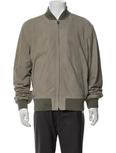Pre-owned Aimé Leon Dore Suede Bomber Jacket In Green