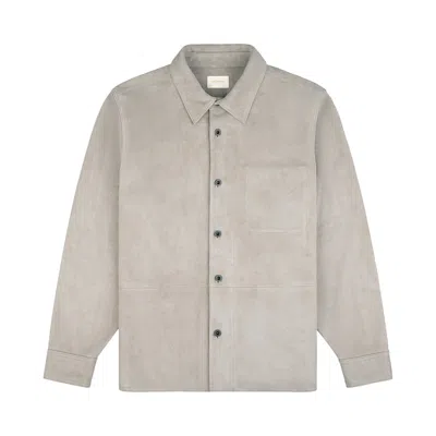 Pre-owned Aimé Leon Dore Suede Overshirt 'moonstruck' | Grey | Men's Size Xs In Gray